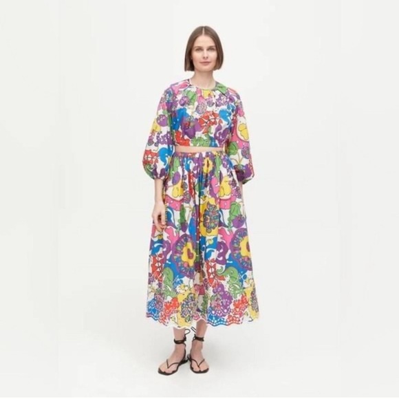 Rhode beautiful Audrey  Boho Woodstock floral colorful midi skirt - Picture 10 of 17